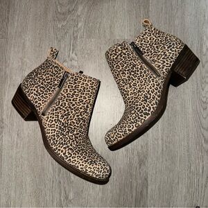 Lucky Brand Leopard Ankle Booties with Suede Finish